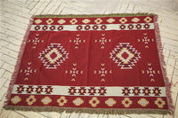 HKM-261843 Moisture-Proof Ethnic Style Picnic Mat in Beige and Red - Multiple Sizes Available
