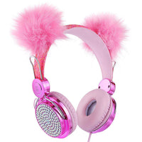 HKM-261843 Plush Hair Ball Wired Headset with Active Noise Cancellation and Microphone