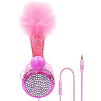 HKM-261843 Plush Hair Ball Wired Headset with Active Noise Cancellation and Microphone