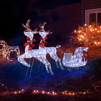 HKM-262227 Lighted Reindeer and Sleigh Holiday Decoration Set, Weatherproof with 270 LEDs, Indoor and Outdoor Use
