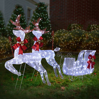 HKM-262227 Lighted Reindeer and Sleigh Holiday Decoration Set, Weatherproof with 270 LEDs, Indoor and Outdoor Use