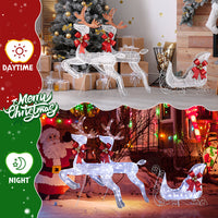 HKM-262227 Lighted Reindeer and Sleigh Holiday Decoration Set, Weatherproof with 270 LEDs, Indoor and Outdoor Use