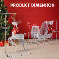 HKM-262227 Lighted Reindeer and Sleigh Holiday Decoration Set, Weatherproof with 270 LEDs, Indoor and Outdoor Use