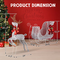 HKM-262227 Lighted Reindeer and Sleigh Holiday Decoration Set, Weatherproof with 270 LEDs, Indoor and Outdoor Use