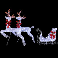 HKM-262227 Lighted Reindeer and Sleigh Holiday Decoration Set, Weatherproof with 270 LEDs, Indoor and Outdoor Use