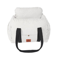 HKM-262291 Pet Car Dog Kennel – 55x52x33CM - Safety Carrier for Pets up to 14 Pounds - Yarn-Dyed Fabric, Striped Gray, Polka Dot Gray, Blue