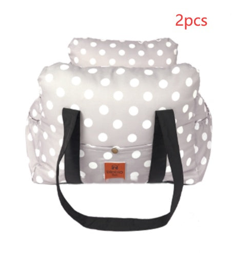 HKM-262291 Pet Car Dog Kennel – 55x52x33CM - Safety Carrier for Pets up to 14 Pounds - Yarn-Dyed Fabric, Striped Gray, Polka Dot Gray, Blue