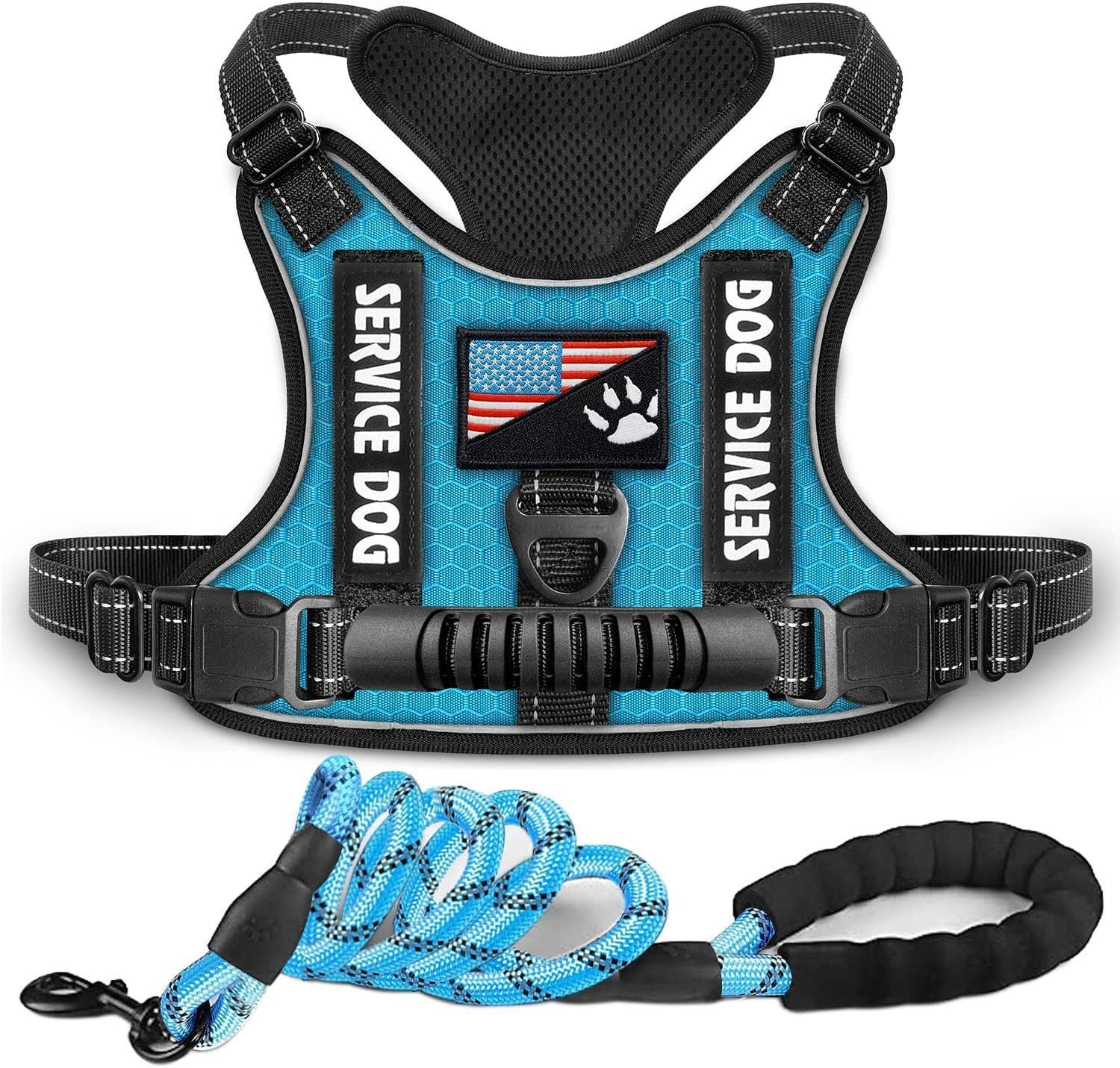 HKM-262291 Reflective Night Vision Shock Absorption Pet Harness with Traction Chest Strap for Dogs