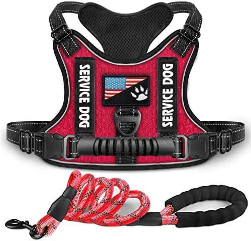 HKM-262291 Reflective Night Vision Shock Absorption Pet Harness with Traction Chest Strap for Dogs