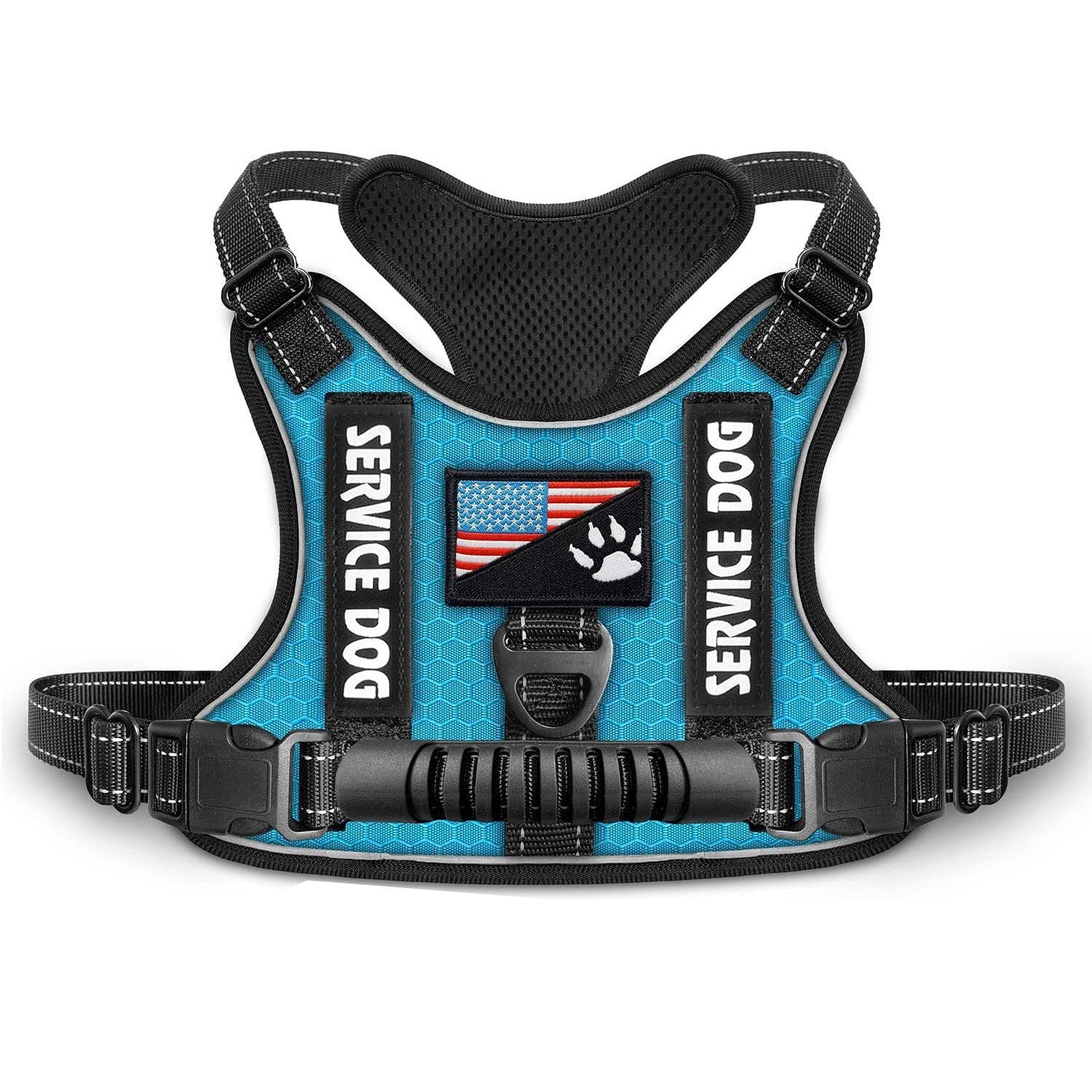 HKM-262291 Reflective Night Vision Shock Absorption Pet Harness with Traction Chest Strap for Dogs