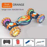 HKM-262355 1/18 Scale Electric Four-Wheel Drive Stunt Car with Lights & Music, Dual Remote Control and Gesture Sensing