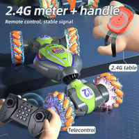HKM-262355 1/18 Scale Electric Four-Wheel Drive Stunt Car with Lights & Music, Dual Remote Control and Gesture Sensing