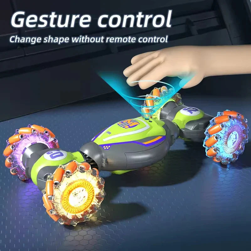 HKM-262355 1/18 Scale Electric Four-Wheel Drive Stunt Car with Lights & Music, Dual Remote Control and Gesture Sensing