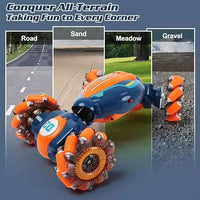 HKM-262355 1/18 Scale Electric Four-Wheel Drive Stunt Car with Lights & Music, Dual Remote Control and Gesture Sensing