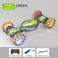 HKM-262355 1/18 Scale Electric Four-Wheel Drive Stunt Car with Lights & Music, Dual Remote Control and Gesture Sensing