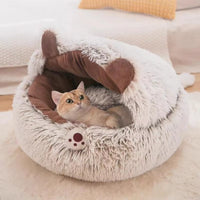 HKM-262483 Winter New Long Plush Pet Cat Bed Round Cat Cushion Cat House Warm Cat Basket Cat Sleep Bag Cat Nest Kennel For Small Dog Cat