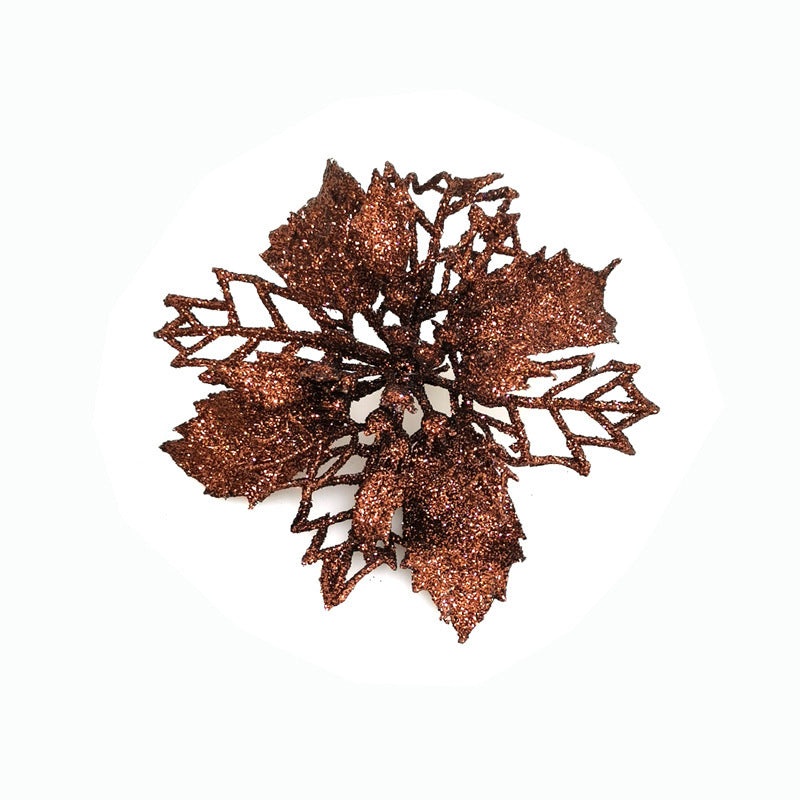 HKM-262547 Glitter Artificial Christmas Flowers for Tree and Home Decorations, 11cm Xmas Ornaments