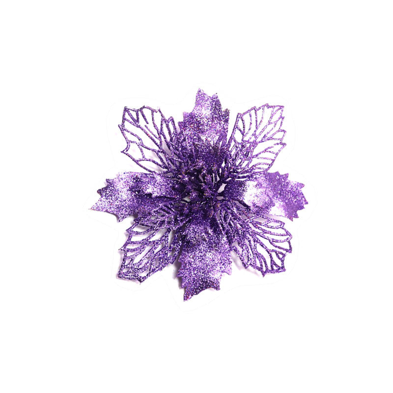 HKM-262547 Glitter Artificial Christmas Flowers for Tree and Home Decorations, 11cm Xmas Ornaments