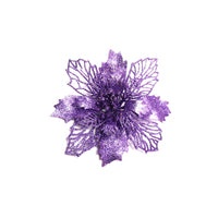 HKM-262547 Glitter Artificial Christmas Flowers for Tree and Home Decorations, 11cm Xmas Ornaments