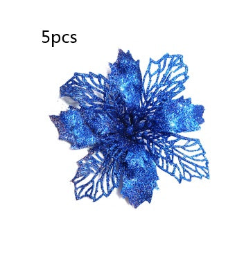 HKM-262547 Glitter Artificial Christmas Flowers for Tree and Home Decorations, 11cm Xmas Ornaments