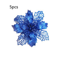 HKM-262547 Glitter Artificial Christmas Flowers for Tree and Home Decorations, 11cm Xmas Ornaments
