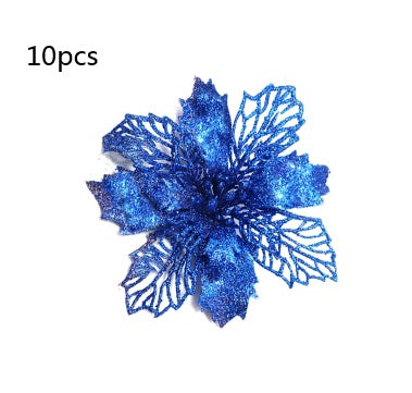 HKM-262547 Glitter Artificial Christmas Flowers for Tree and Home Decorations, 11cm Xmas Ornaments