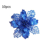 HKM-262547 Glitter Artificial Christmas Flowers for Tree and Home Decorations, 11cm Xmas Ornaments
