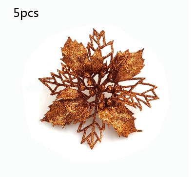 HKM-262547 Glitter Artificial Christmas Flowers for Tree and Home Decorations, 11cm Xmas Ornaments