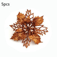 HKM-262547 Glitter Artificial Christmas Flowers for Tree and Home Decorations, 11cm Xmas Ornaments