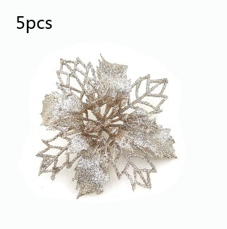 HKM-262547 Glitter Artificial Christmas Flowers for Tree and Home Decorations, 11cm Xmas Ornaments