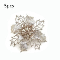 HKM-262547 Glitter Artificial Christmas Flowers for Tree and Home Decorations, 11cm Xmas Ornaments