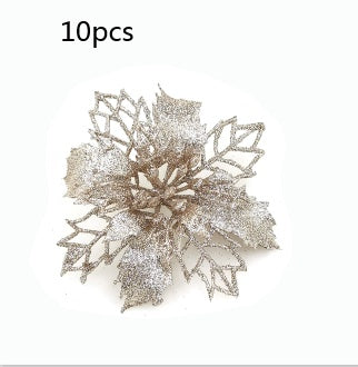 HKM-262547 Glitter Artificial Christmas Flowers for Tree and Home Decorations, 11cm Xmas Ornaments
