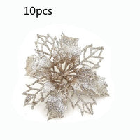 HKM-262547 Glitter Artificial Christmas Flowers for Tree and Home Decorations, 11cm Xmas Ornaments