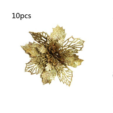 HKM-262547 Glitter Artificial Christmas Flowers for Tree and Home Decorations, 11cm Xmas Ornaments