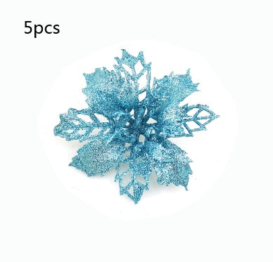 HKM-262547 Glitter Artificial Christmas Flowers for Tree and Home Decorations, 11cm Xmas Ornaments