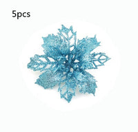 HKM-262547 Glitter Artificial Christmas Flowers for Tree and Home Decorations, 11cm Xmas Ornaments