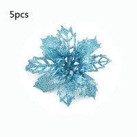 HKM-262547 Glitter Artificial Christmas Flowers for Tree and Home Decorations, 11cm Xmas Ornaments