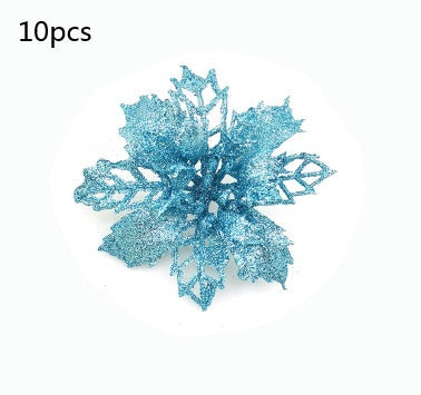HKM-262547 Glitter Artificial Christmas Flowers for Tree and Home Decorations, 11cm Xmas Ornaments
