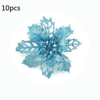 HKM-262547 Glitter Artificial Christmas Flowers for Tree and Home Decorations, 11cm Xmas Ornaments