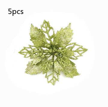 HKM-262547 Glitter Artificial Christmas Flowers for Tree and Home Decorations, 11cm Xmas Ornaments