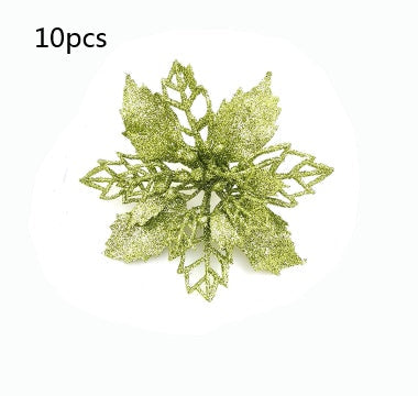 HKM-262547 Glitter Artificial Christmas Flowers for Tree and Home Decorations, 11cm Xmas Ornaments