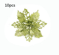 HKM-262547 Glitter Artificial Christmas Flowers for Tree and Home Decorations, 11cm Xmas Ornaments