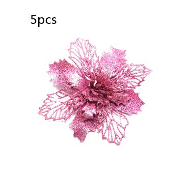HKM-262547 Glitter Artificial Christmas Flowers for Tree and Home Decorations, 11cm Xmas Ornaments