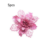 HKM-262547 Glitter Artificial Christmas Flowers for Tree and Home Decorations, 11cm Xmas Ornaments