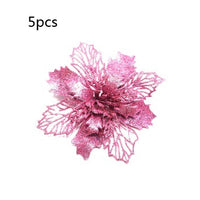 HKM-262547 Glitter Artificial Christmas Flowers for Tree and Home Decorations, 11cm Xmas Ornaments