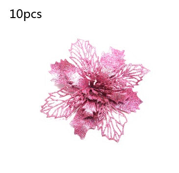 HKM-262547 Glitter Artificial Christmas Flowers for Tree and Home Decorations, 11cm Xmas Ornaments