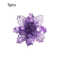 HKM-262547 Glitter Artificial Christmas Flowers for Tree and Home Decorations, 11cm Xmas Ornaments