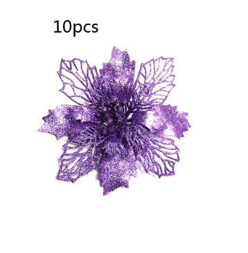 HKM-262547 Glitter Artificial Christmas Flowers for Tree and Home Decorations, 11cm Xmas Ornaments