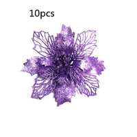 HKM-262547 Glitter Artificial Christmas Flowers for Tree and Home Decorations, 11cm Xmas Ornaments