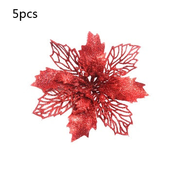 HKM-262547 Glitter Artificial Christmas Flowers for Tree and Home Decorations, 11cm Xmas Ornaments
